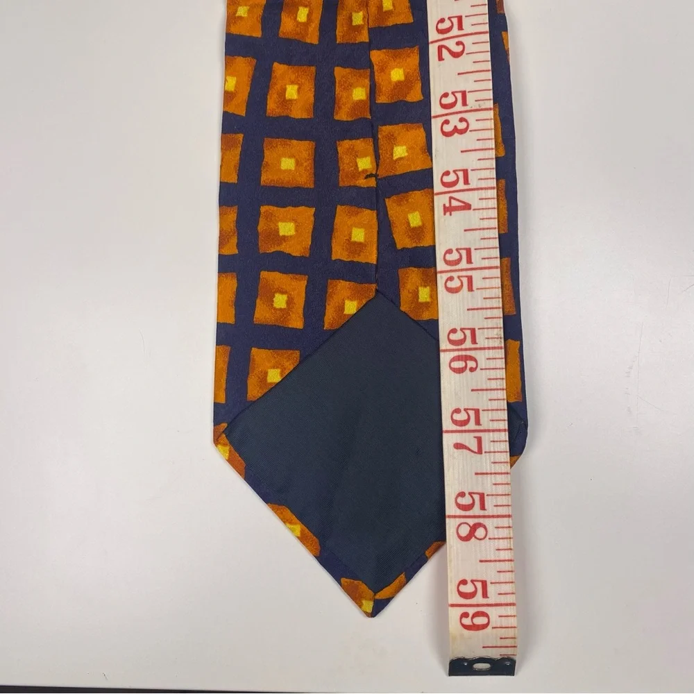 Orange &‎ Navy Geometric Satori 100% Silk Men's Tie